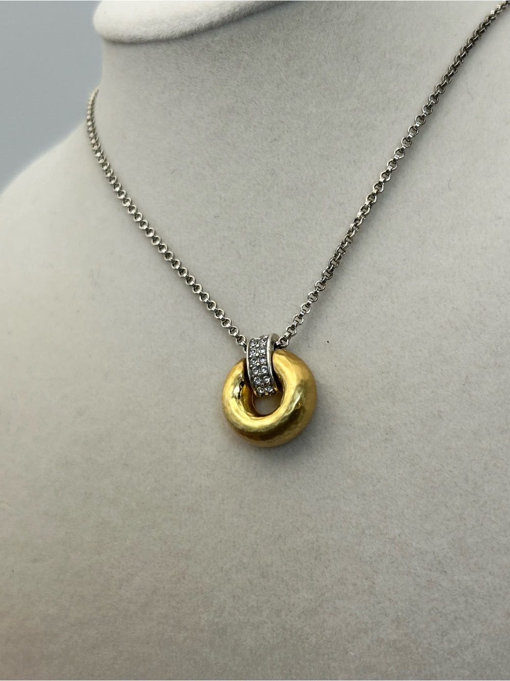 Brighton Meridian Geo Mini Pendant Necklace 18" Two-tone Gold Silver Plated - Picture 4 of 11